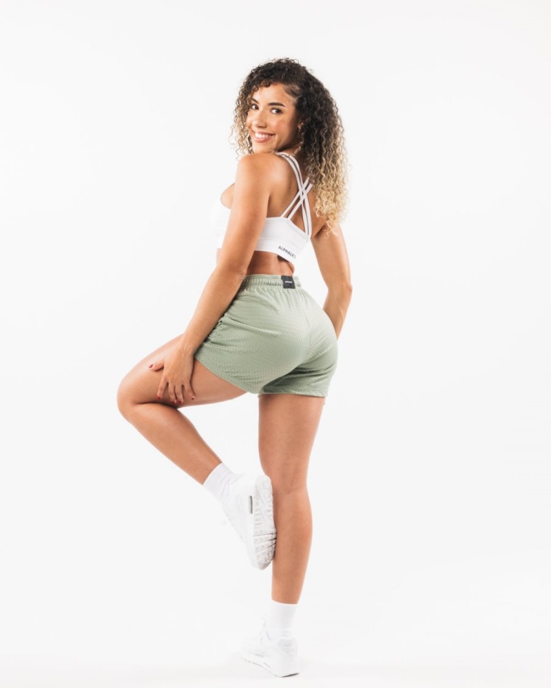 Alphalete Signature Mesh Lyhyt 4" Naisten Shortsit Sage | VFAXB-7950