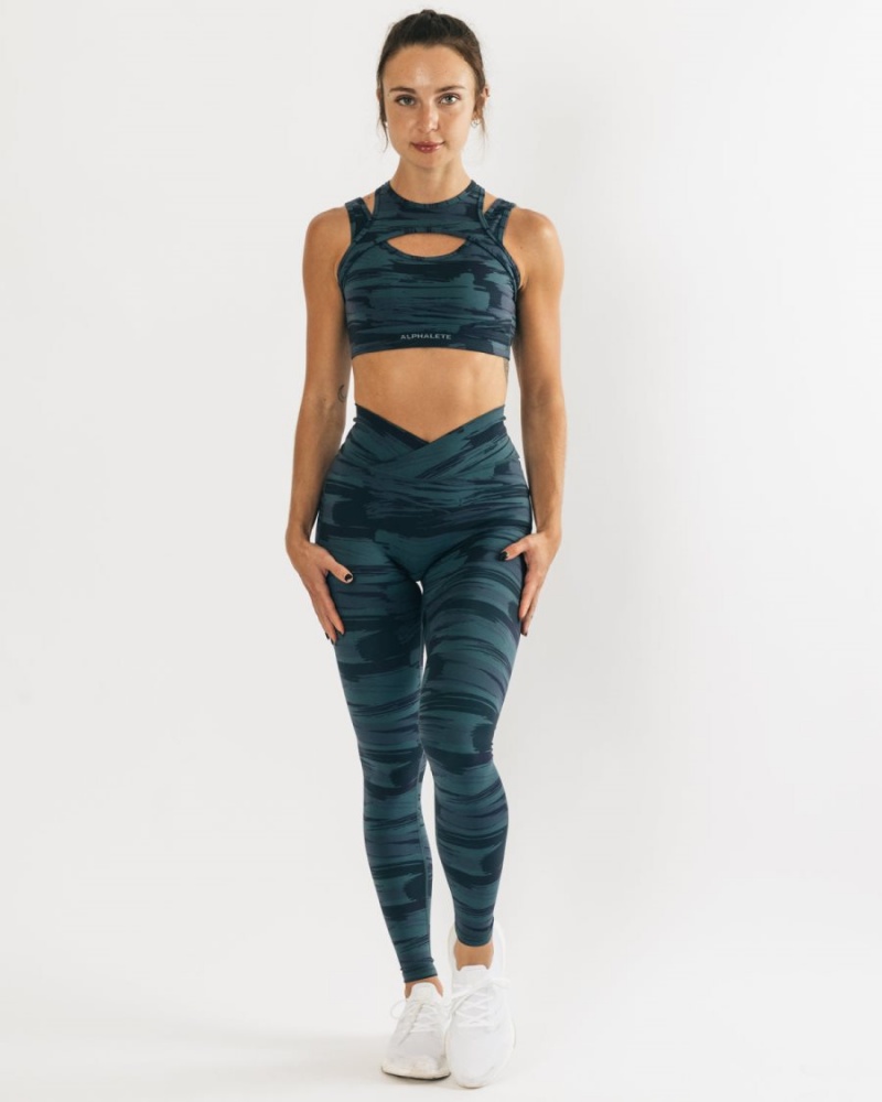 Alphalete Surface Keyhole Bra Naisten Urheiluliivi Sininen Camo | CTLOP-3624