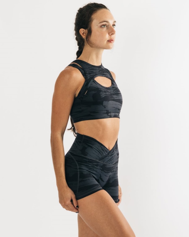 Alphalete Surface Keyhole Bra Naisten Urheiluliivi Mustat Camo | MSPDI-4162