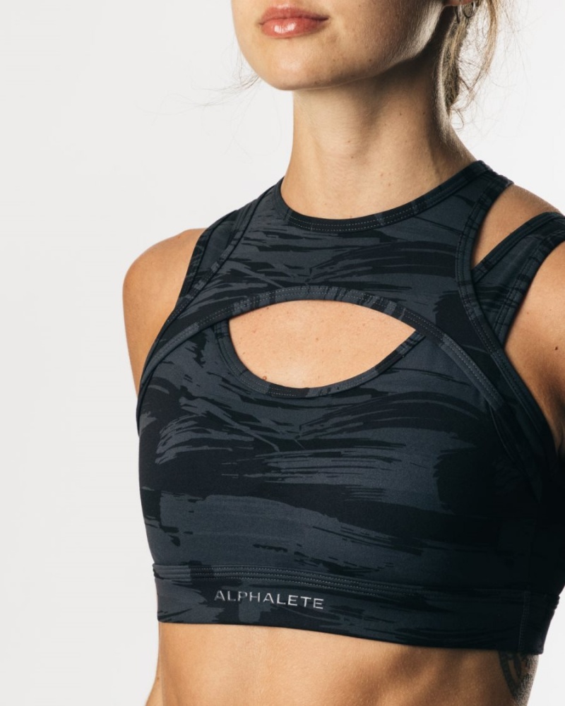Alphalete Surface Keyhole Bra Naisten Urheiluliivi Mustat Camo | MSPDI-4162