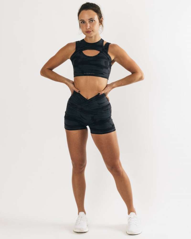 Alphalete Surface Keyhole Bra Naisten Urheiluliivi Mustat Camo | MSPDI-4162
